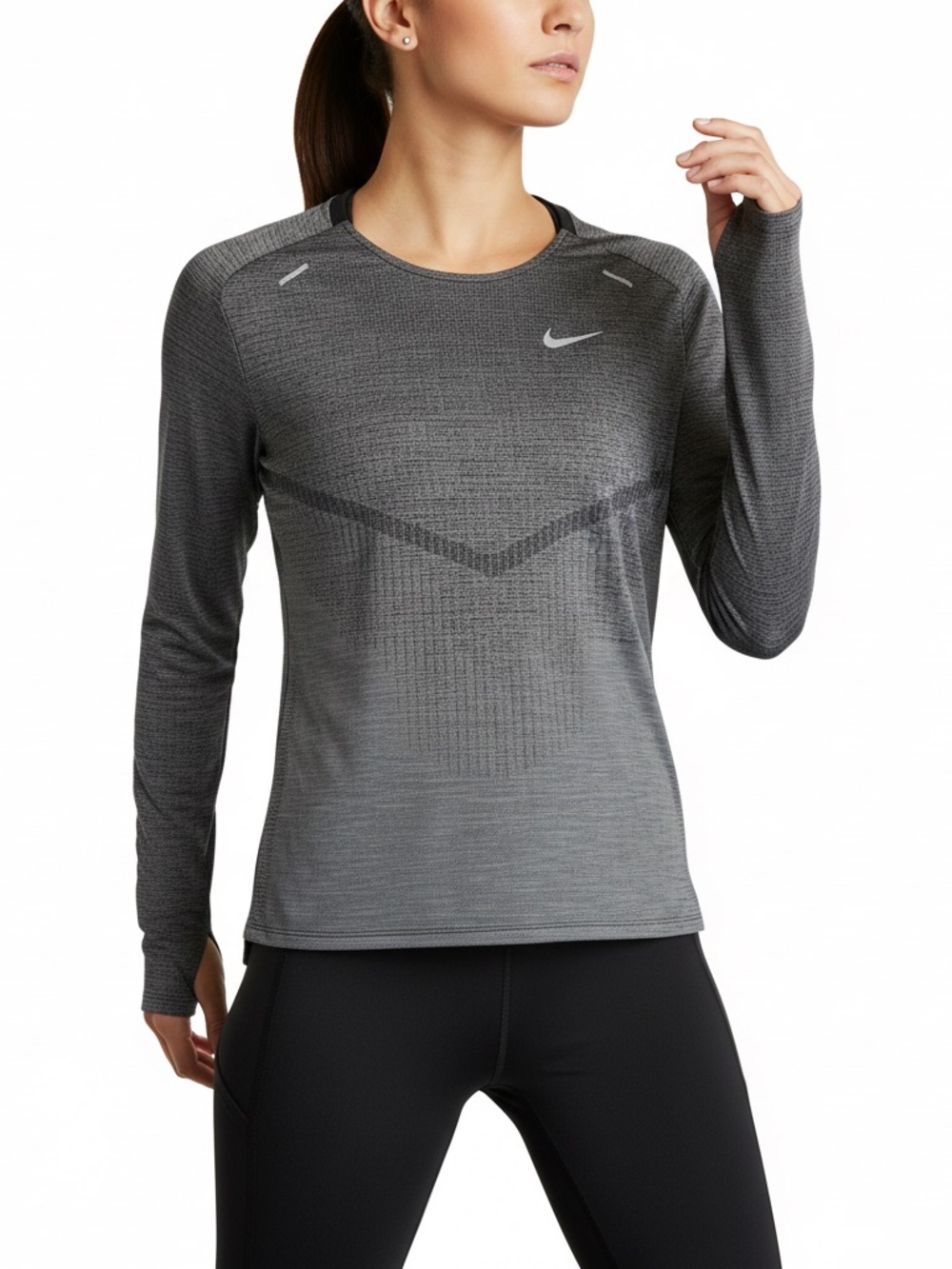Nike Gray Long-Sleeve Dri-FIT Performance Top